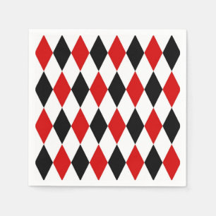 Red White Black Harlequin Diamond Pattern Serviette