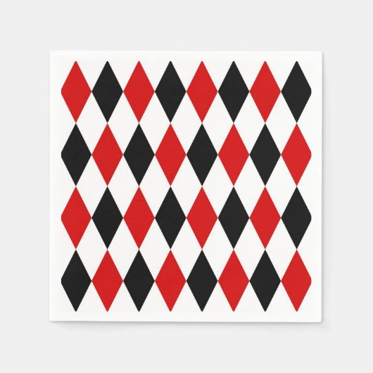 Red White Black Harlequin Diamond Pattern Serviette (Vorderseite)