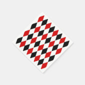 Red White Black Harlequin Diamond Pattern Serviette (Ecke)