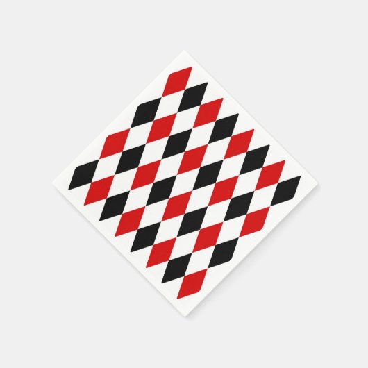 Red White Black Harlequin Diamond Pattern Serviette (Ecke)
