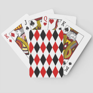 Red White Black Harlequin Diamond Pattern Spielkarten
