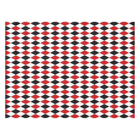 Red White Black Harlequin Diamond Pattern Tischdecke (Vorderseite (Horizontal))