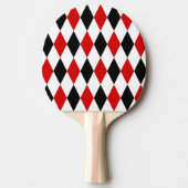 Red White Black Harlequin Diamond Pattern Tischtennis Schläger (Vorderseite)