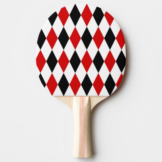 Red White Black Harlequin Diamond Pattern Tischtennis Schläger (Vorderseite)