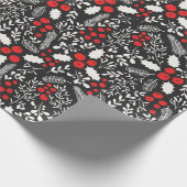 Red White Black Holly Berries Mistletoe Weihnachte Geschenkpapier (Ecke)