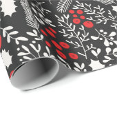 Red White Black Holly Berries Mistletoe Weihnachte Geschenkpapier (Rolleneckpunkt)
