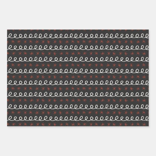 Red White Black Holly Berries Mistletoe Weihnachte Geschenkpapier Set (Vorderseite 3)