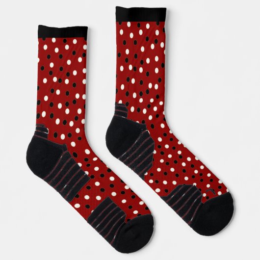 Red, White & Black Poke a Dot Design Socken (Rechts)