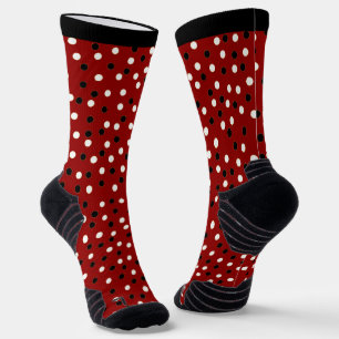 Red, White & Black Poke a Dot Design Socken