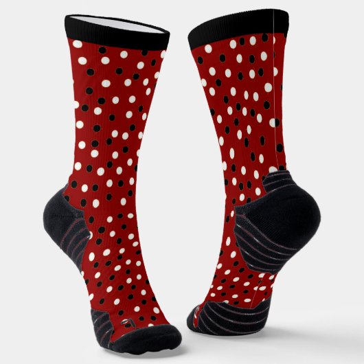 Red, White & Black Poke a Dot Design Socken (Gewinkelt)