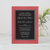Red White Black Polka Dot Hochzeitseinladungen Einladung (Stehend Vorderseite)