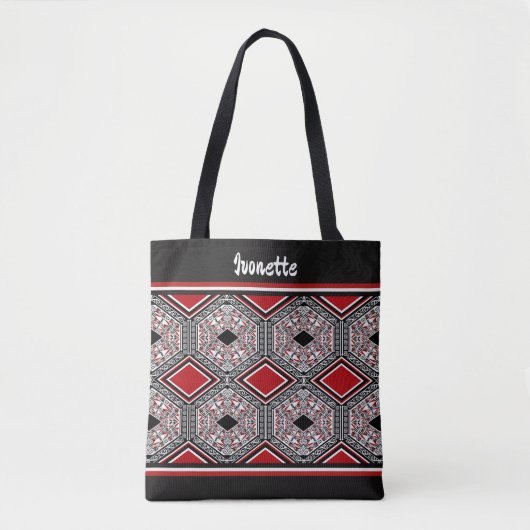 Red, White & Black Tribal Tapestry Tasche (Vorderseite)
