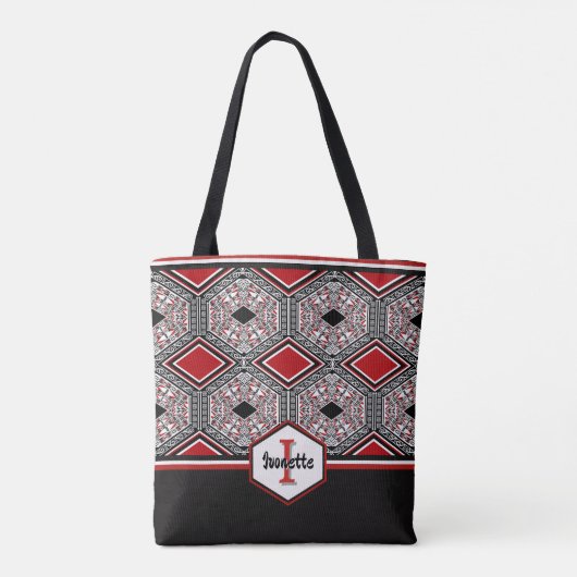 Red, White & Black Tribal Tapestry Tasche (Rückseite)