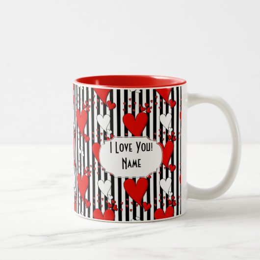 Red White Black Valentine Hearine Coffee Tasse (Rechts)