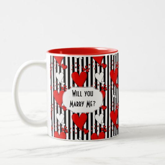 Red White Black Valentine Hearine Coffee Tasse (Links)