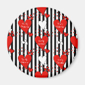 Red White Black Valentine Hearts Magnet (Vorne)