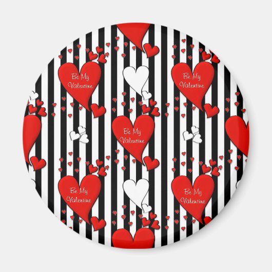 Red White Black Valentine Hearts Magnet (Vorne)