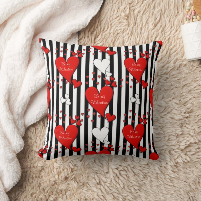 Red White Black Valentine Herzklopfen Kissen (Decke)