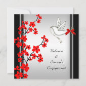 Red White Blossom Black von Engagement Party Einladung (Vorderseite)