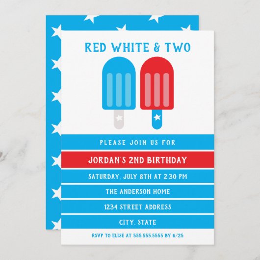 Red White Blue 4. Juli 2010 Einladung (Vorne/Hinten)