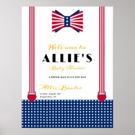 Red White Blue 4. Juli Baby Dusche Begrüßungszeich Poster