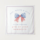 Red White Blue 4. Juli Barbecue Watercolor Bow Wandteppich (Vorderseite)