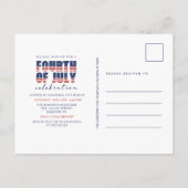 Red White Blue 4. Juli Fireworks Party Einladungspostkarte (Rückseite)