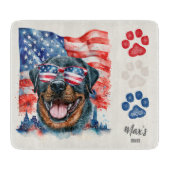 Red White Blue 4. Juli Funny Rottweiler Hund Schneidebrett (Vorderseite)