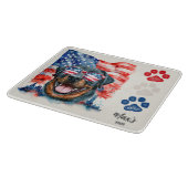 Red White Blue 4. Juli Funny Rottweiler Hund Schneidebrett (Ecke)