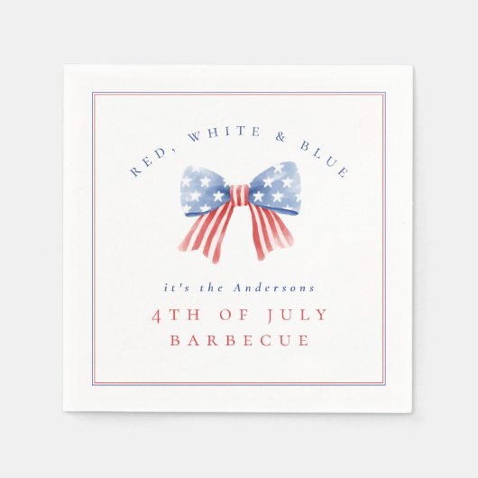 Red White Blue 4. Juli GRILLEN Classic Preppy Bow Serviette (Vorderseite)