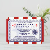 Red White & Blue 4. Juli GRILLEN Einladung (Stehend Vorderseite)