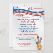 Red White & Blue 4. Juli Party Einladung (Rückseite)
