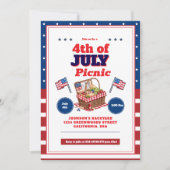 Red White Blue 4. Juli Sommerpause Einladung (Vorderseite)