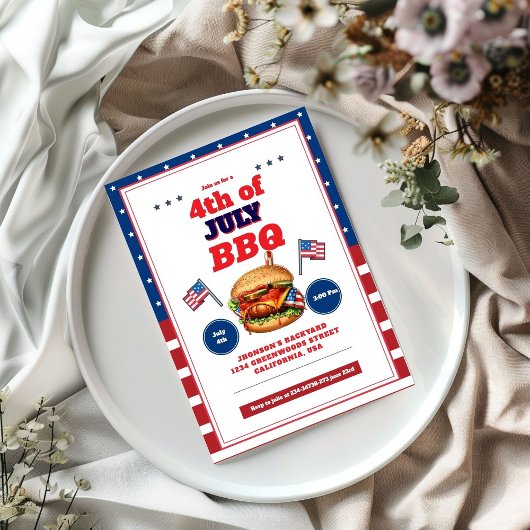 Red White Blue 4. Juli Sommerpause Einladung