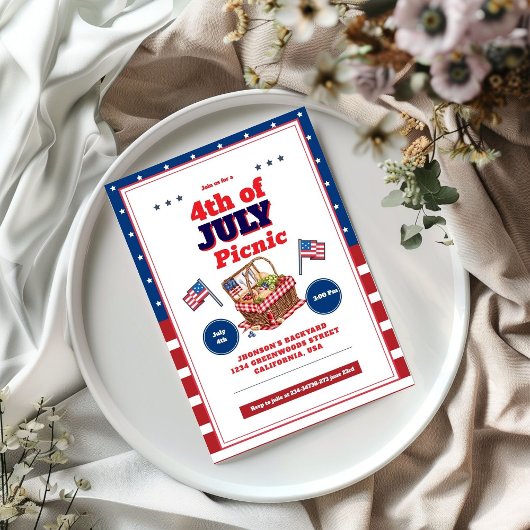 Red White Blue 4. Juli Sommerpause Einladung