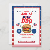 Red White Blue 4. Juli Sommerpause Einladung (Vorderseite)