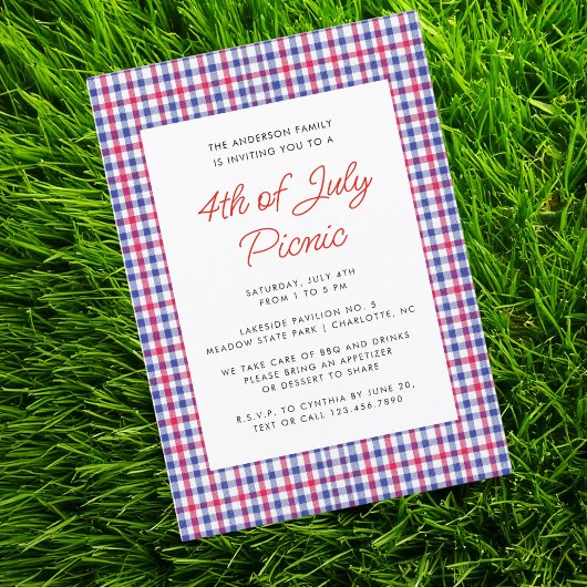 Red White Blue 4. Juli Summer Picnic Einladung