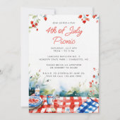 Red White Blue 4. Juli Summer Picnic Einladung (Vorderseite)