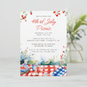Red White Blue 4. Juli Summer Picnic Einladung (Stehend Vorderseite)