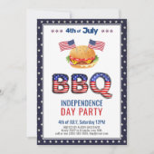 Red White Blue 4. JULY GRILLEN Party Einladung (Vorderseite)