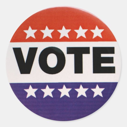 Red White & Blue Abstimmungsdesign Runder Aufkleber (Vorderseite)
