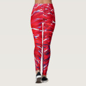 Red White Blue Abstrakt, Personalisierter Name Leggings (Rückseite)