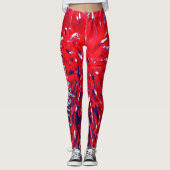 Red White Blue Abstrakt, Personalisierter Name Leggings (Vorderseite)