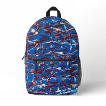 Red White Blue Abstrakt Printed Backpack