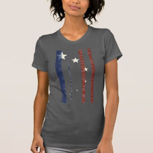 Red White Blue Abstrakt Star USA Flag Textured Art T-Shirt