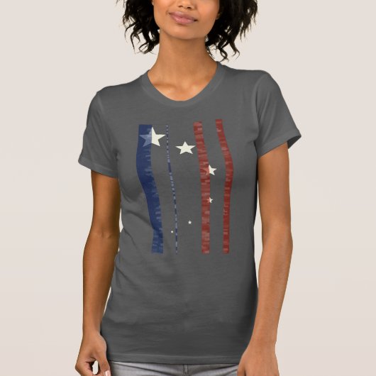 Red White Blue Abstrakt Star USA Flag Textured Art T-Shirt (Vorderseite)