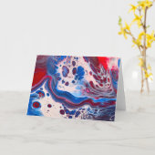 Red White Blue Acyrlic Fluid Art Karte (Gelbe Blume)