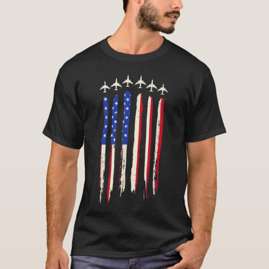 Red White Blue Air Force Flyover 4. Juli Geschenk T-Shirt (Vorderseite)
