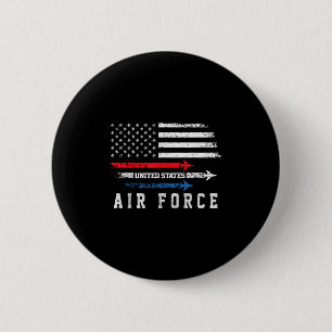 Red White Blue Air Force Flyover Story American in Button