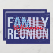 Red White Blue American Flag Family Wiedersehen Einladung (Vorne/Hinten)